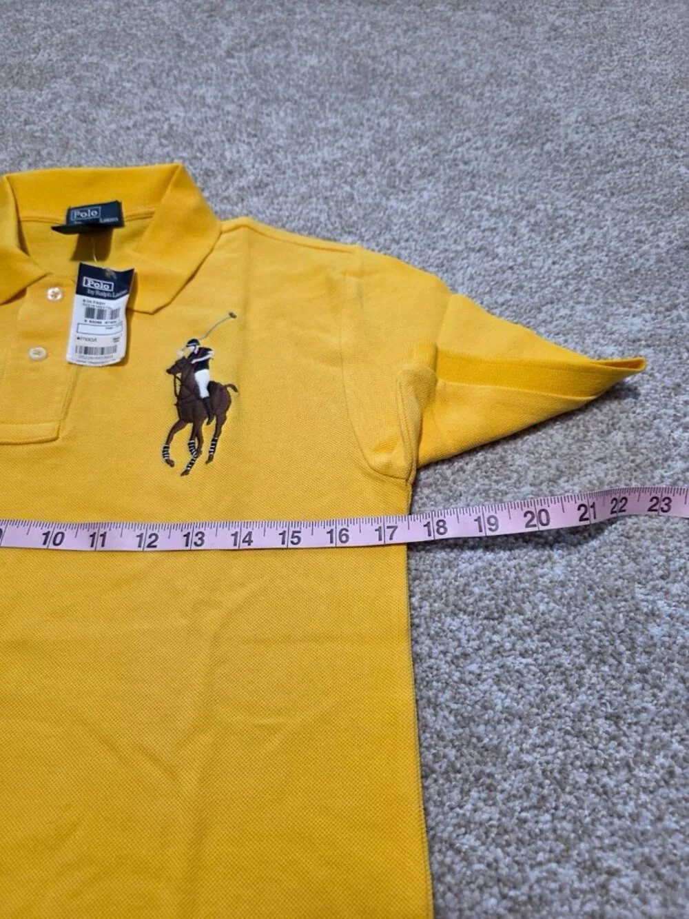 Polo By Ralph Lauren Youth Boys Yellow Polo Large Pony Logo Shirt Size L (14-16)
